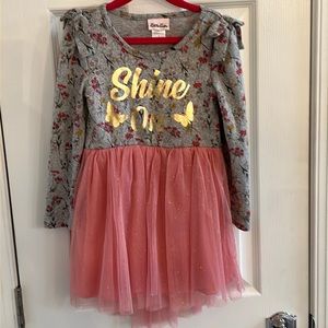 Little Lass Floral Shine On Dress with Tulle size 5